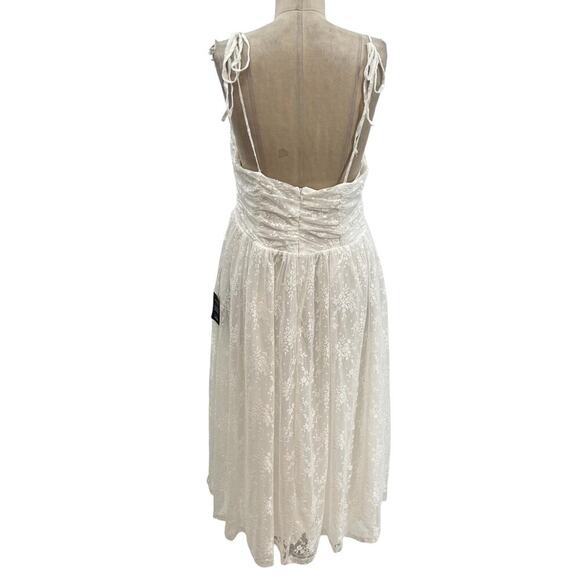 Lulus Charismatic Sweetie White Lace Ruched Tie-Strap Midi Dress Size‎ XL - Picture 9 of 14